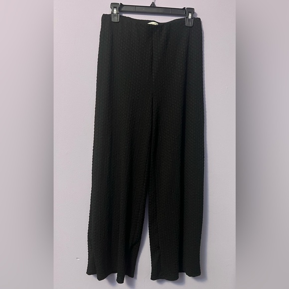 Z Supply Pants - Z Supply Black Textured Wide-Leg Trousers